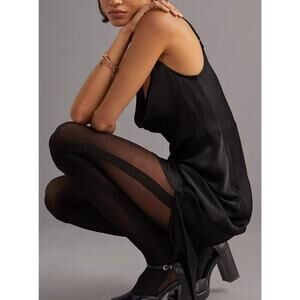 Anthropologie Sheer  Stripe Tights New Black size M Italy